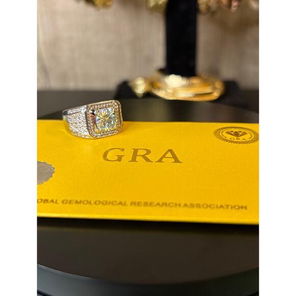 Sz 8 - Light Green 2CT Moissanite Ring w/ GRA - Picture 8 of 9